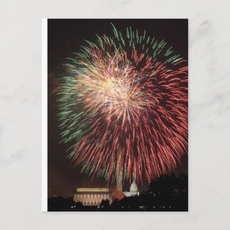 Independence day Fireworks över Washington DC Vykort