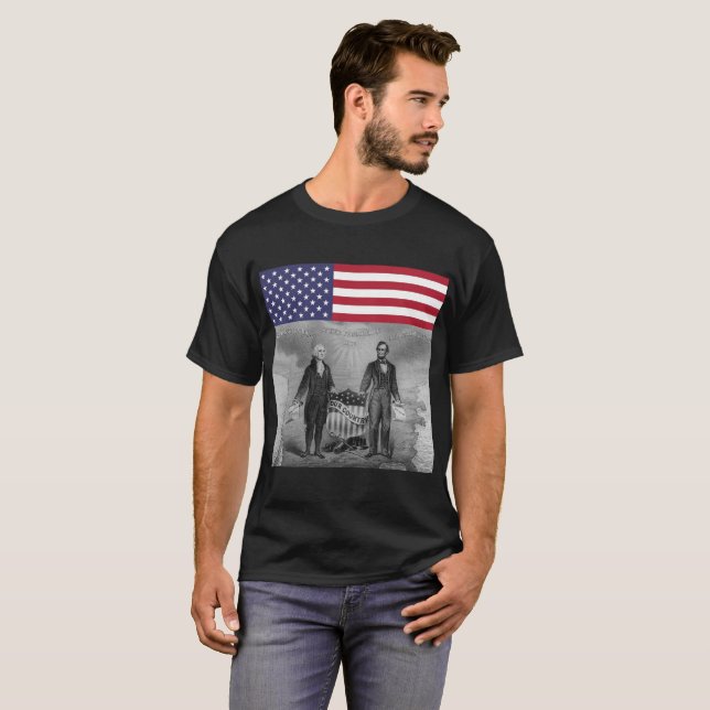 Independence day George Washington Abe Lincoln T-shirt (Hel framsida)