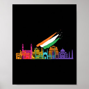 Independence day Graphic Tees Kärlek Travel India Poster