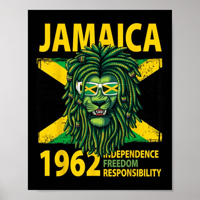 Independence day Idea För barn&amp; Jamaican Flagg Poster (Framsidan)