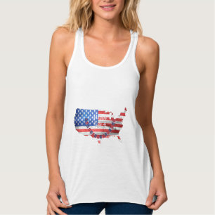 Independence day juli 4 Amerikanska Flagga USA Lan Linne Med Racerback
