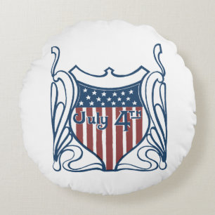 Independence day juli 4:e Vintagen Shield w/Stars Rund Kudde