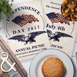 Independence day juli 4 Vintage BBQ Party Inbjudningar