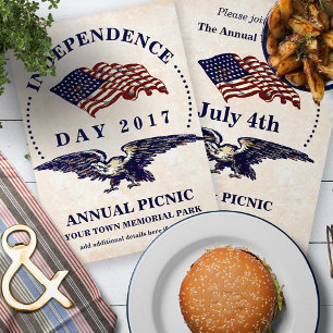 Independence day juli 4 Vintage BBQ Party Inbjudningar