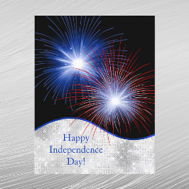 Independence day Rött vitt blått Fireworks Helg Vykort