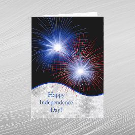 Independence day Rött vitt blått Fireworks Helgkort