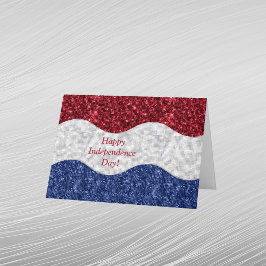 Independence day Rött vitt blått patriotisk våg Helgkort