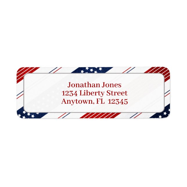 Independence day Stars & Rand | Amerika Returadress Etikett (Framsidan)