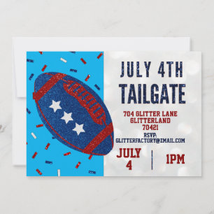 Independence day Tailgate juli 4 Glitter Inbjudningar