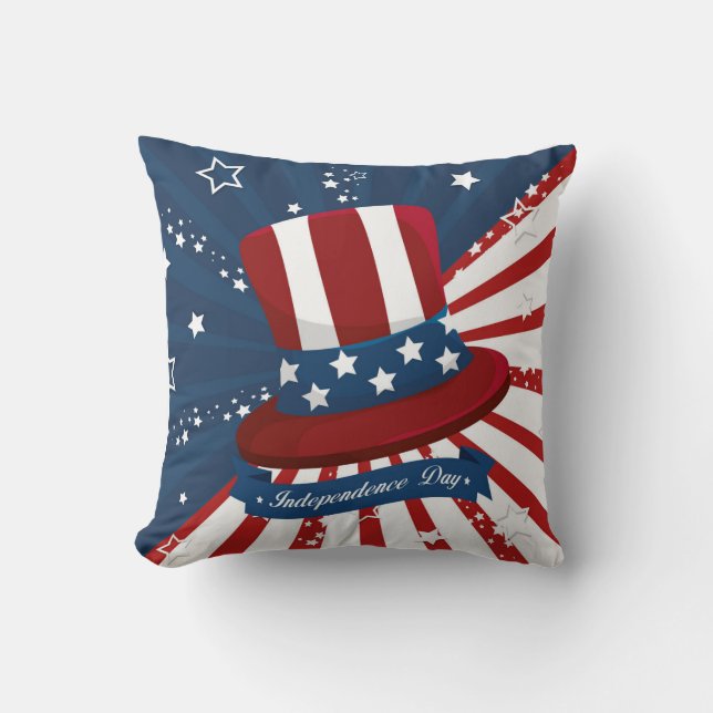 Independence day Top hat Stars och stripes Kudde (Framsida)