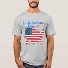 Independence Day USA Flag Map Men's Patriotic T Shirt