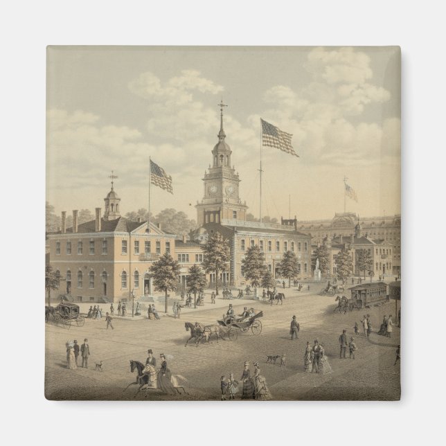 Independence Hall Philadelphia 1876 2-tums magnet (Framsidan)
