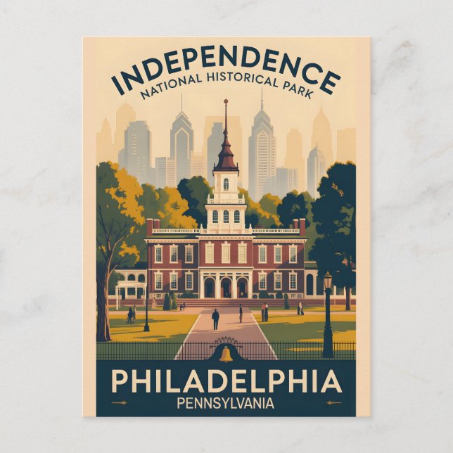 Independence Hall | Vintage Philadelphia-affisch Vykort (Framsida)