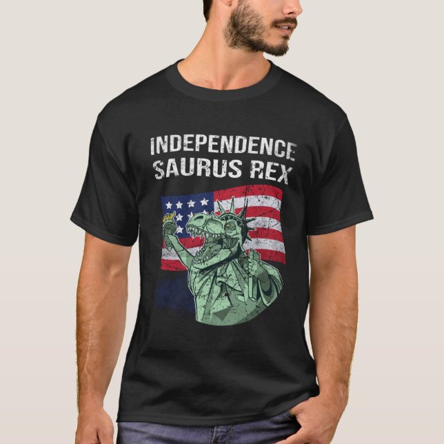independence saurus Rex 4th of July day statue of  T Shirt (Framsida)