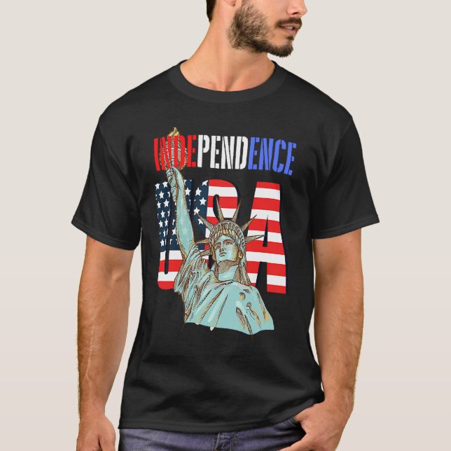 Independence USA America Patriotic Statue of Liber T Shirt (Framsida)
