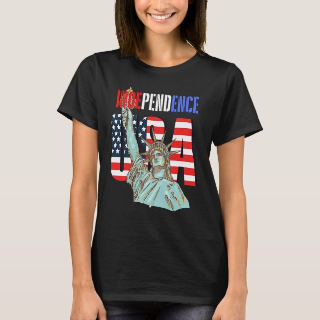 Independence USA America Patriotic Statue of Liber T Shirt (Framsida)