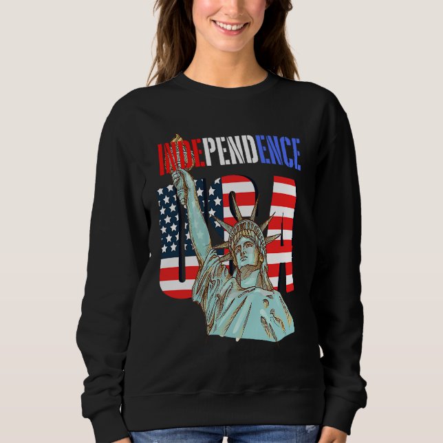 Independence USA America Patriotic Statue of Liber T Shirt (Framsida)