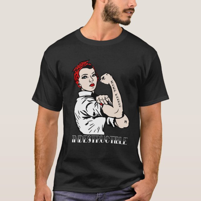 Indestructible Social Worker Pin Up T Shirt (Framsida)