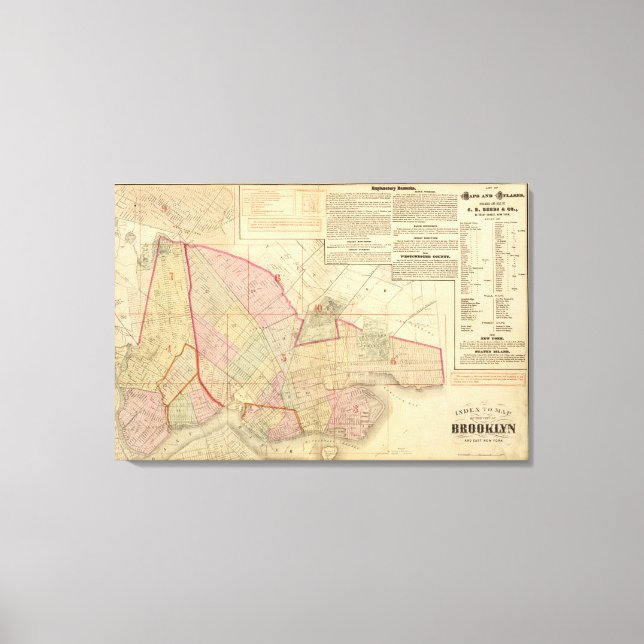 Index Brooklyn karta Canvastryck (Framsida)