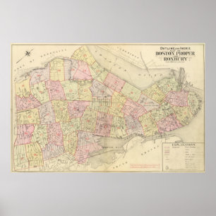 Index Karta i Boston Poster