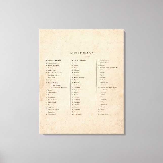 Index över världens allmänna Atlas Canvastryck (Framsida)