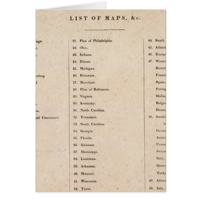 Index över världens allmänna Atlas Hälsningskort (Framsidan)