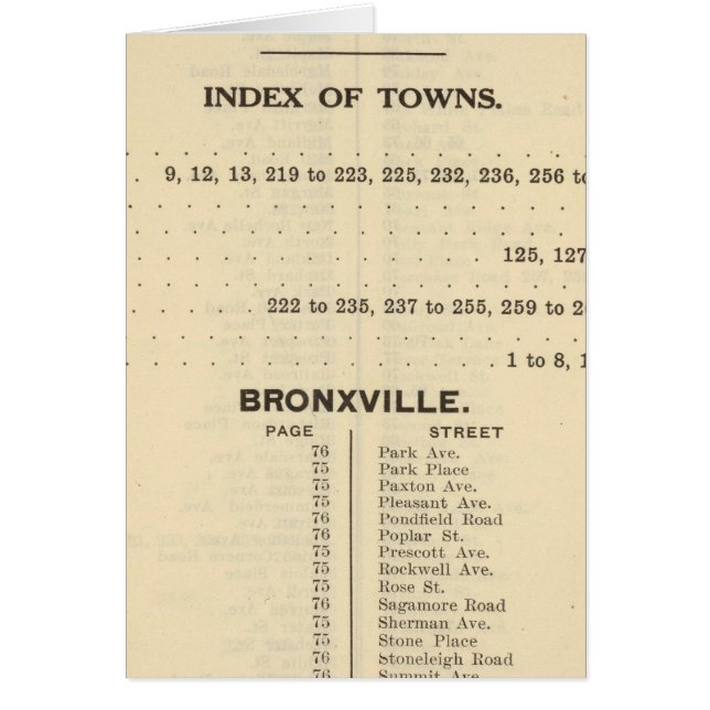 Index Städer, Bronxville Hälsningskort (Framsidan)