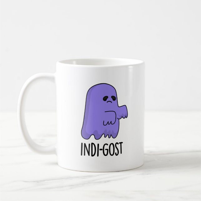 Indi-gost Funny Halloween Indigo Ghost Pun Kaffemugg (Vänster)