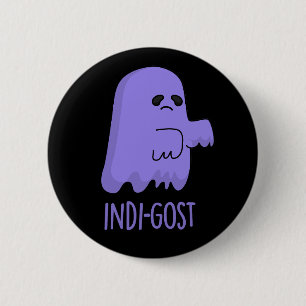 Indi-gost Funny Halloween Indigo Ghost Pun Mörk BG Knapp