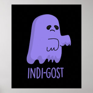 Indi-gost Funny Halloween Indigo Ghost Pun Mörk BG Poster