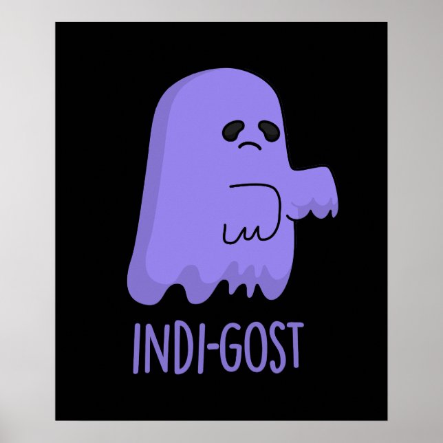 Indi-gost Funny Halloween Indigo Ghost Pun Mörk BG Poster (Framsidan)