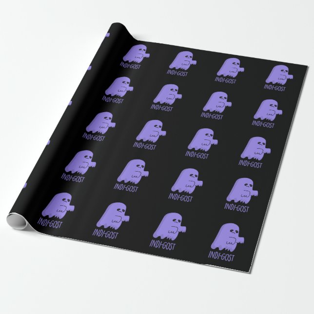 Indi-gost Funny Halloween Indigo Ghost Pun Mörk BG Presentpapper (Utrullad)