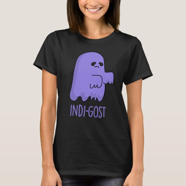 Indi-gost Funny Halloween Indigo Ghost Pun Mörk BG T Shirt (Framsida)