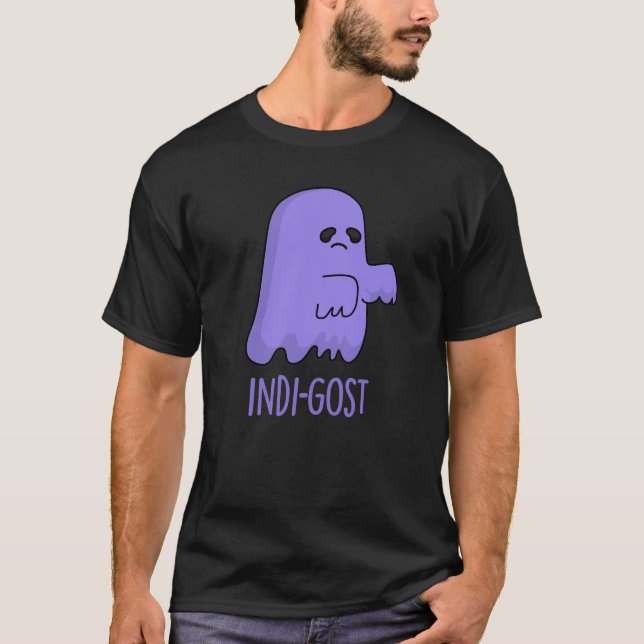 Indi-gost Funny Halloween Indigo Ghost Pun Mörk BG T Shirt (Framsida)