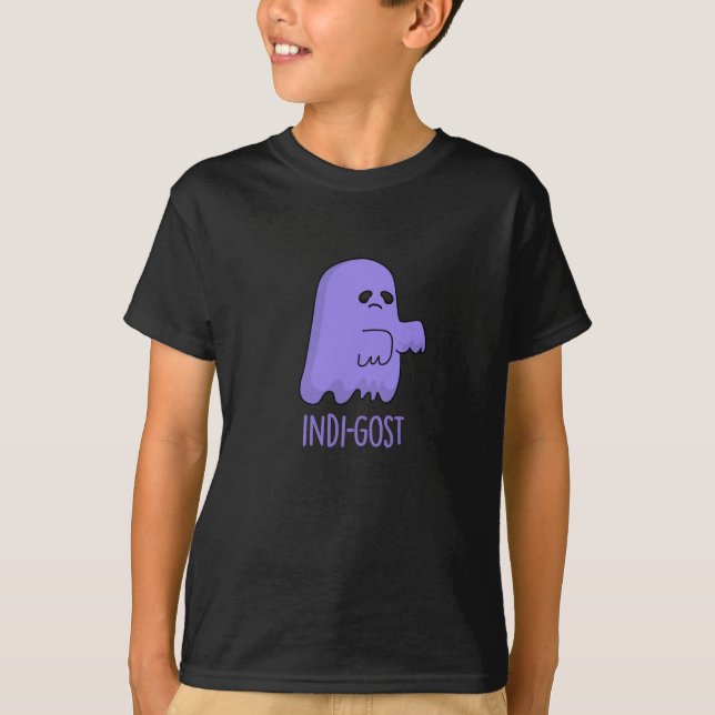 Indi-gost Funny Halloween Indigo Ghost Pun Mörk BG T Shirt (Framsida)