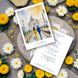 India Agra Taj Mahal Romantic Cityscape Wedding  Inbjudningar