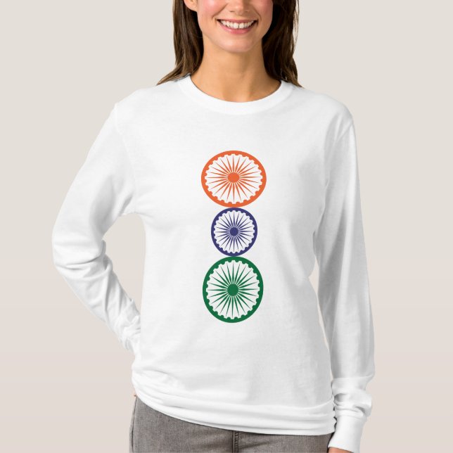 India Ashoka Chakras Aligdation T Shirt (Framsida)