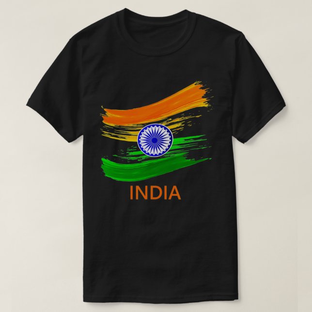 India Bharat Indian Wave Flagga T Shirt (Design framsida)