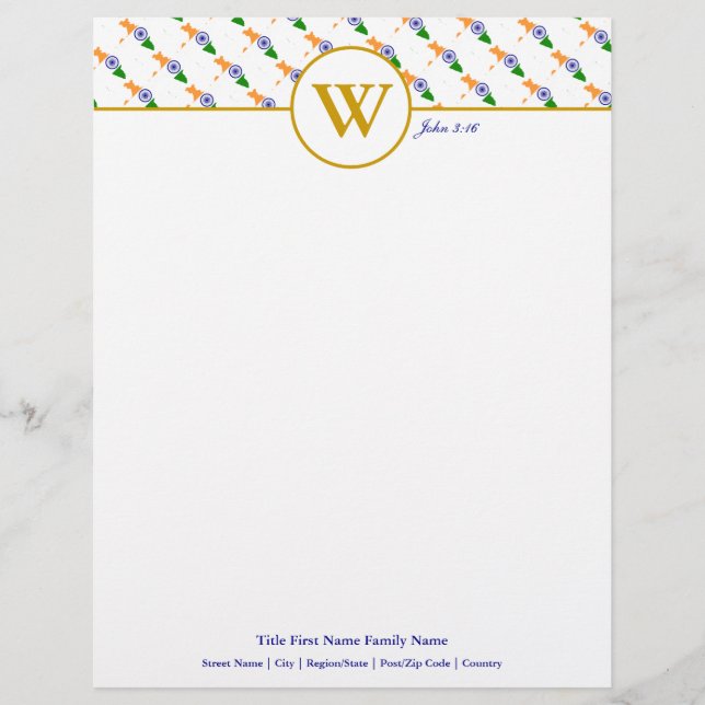 INDIA Christian Scripture Stationery Letterhead Brevhuvud (Framsida)