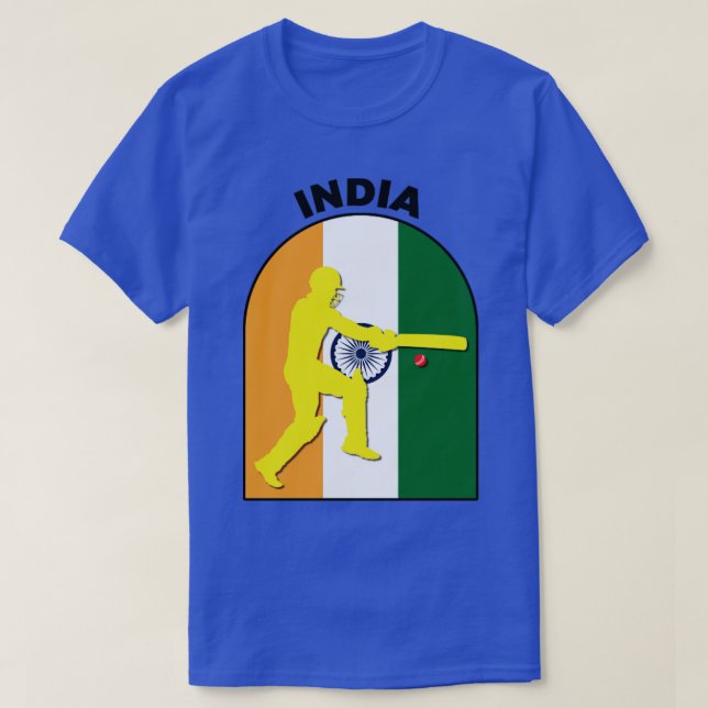 India Cricket Batsman India Flagga T Shirt (Design framsida)