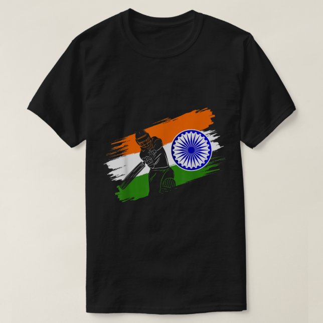 India Cricket Flagga Fläkt Player Coach Umpire Flä T Shirt (Design framsida)