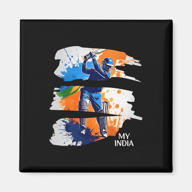 India Cricket Jersey Flag Indian Cricket  Magnet (Framsidan)
