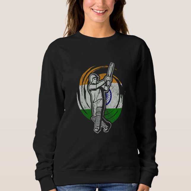India Cricket Player Indian Flag Cricket Team Batt T Shirt (Framsida)