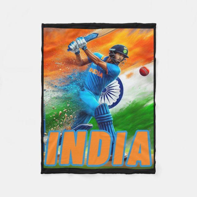India Cricket Supporters Jersey - Indian Cricket F Fleecefilt (Framsidan)