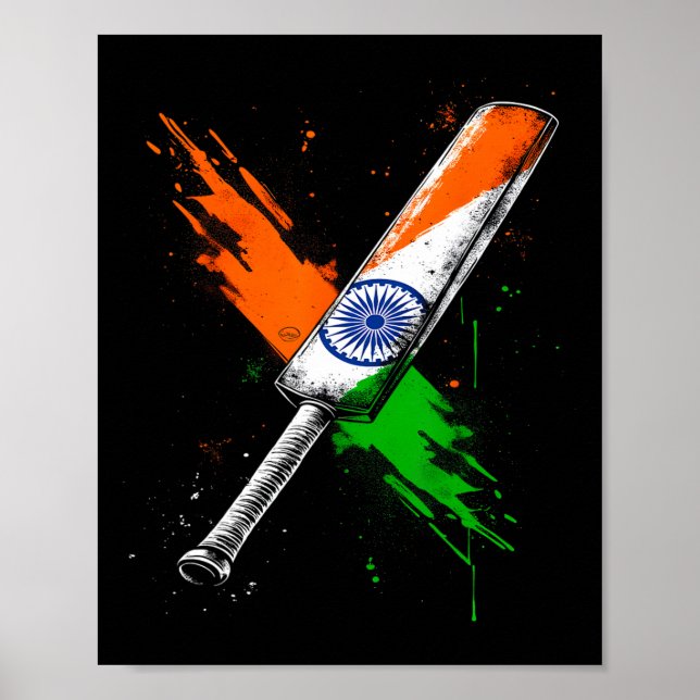 India Cricket T Cricket Warrior British Flag Crick Poster (Framsidan)