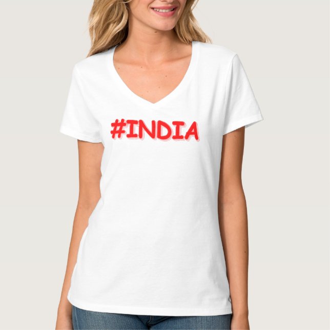 "#India" Cute Design. Köp nu T Shirt (Framsida)