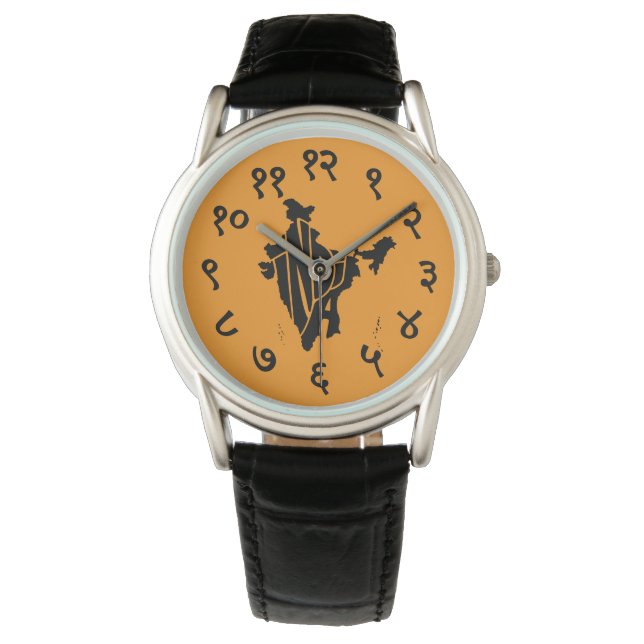 India Devanagari Map Typography Watch Armbandsur (Framsida)