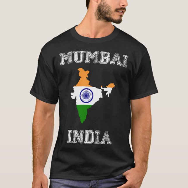 India Distressed Flag Mumbai Pride T Shirt (Framsida)