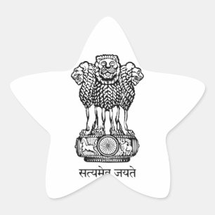 india emblem stjärnformat klistermärke