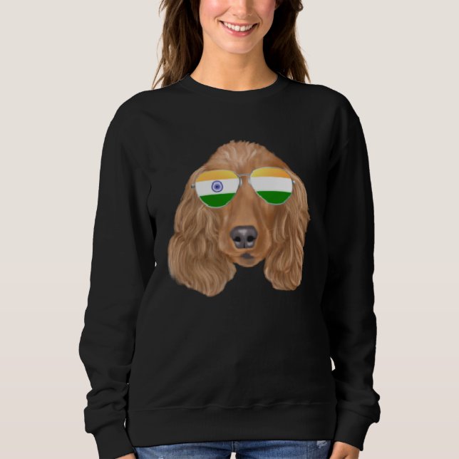 India Flag Cocker Spaniel Dog India Pocket T Shirt (Framsida)